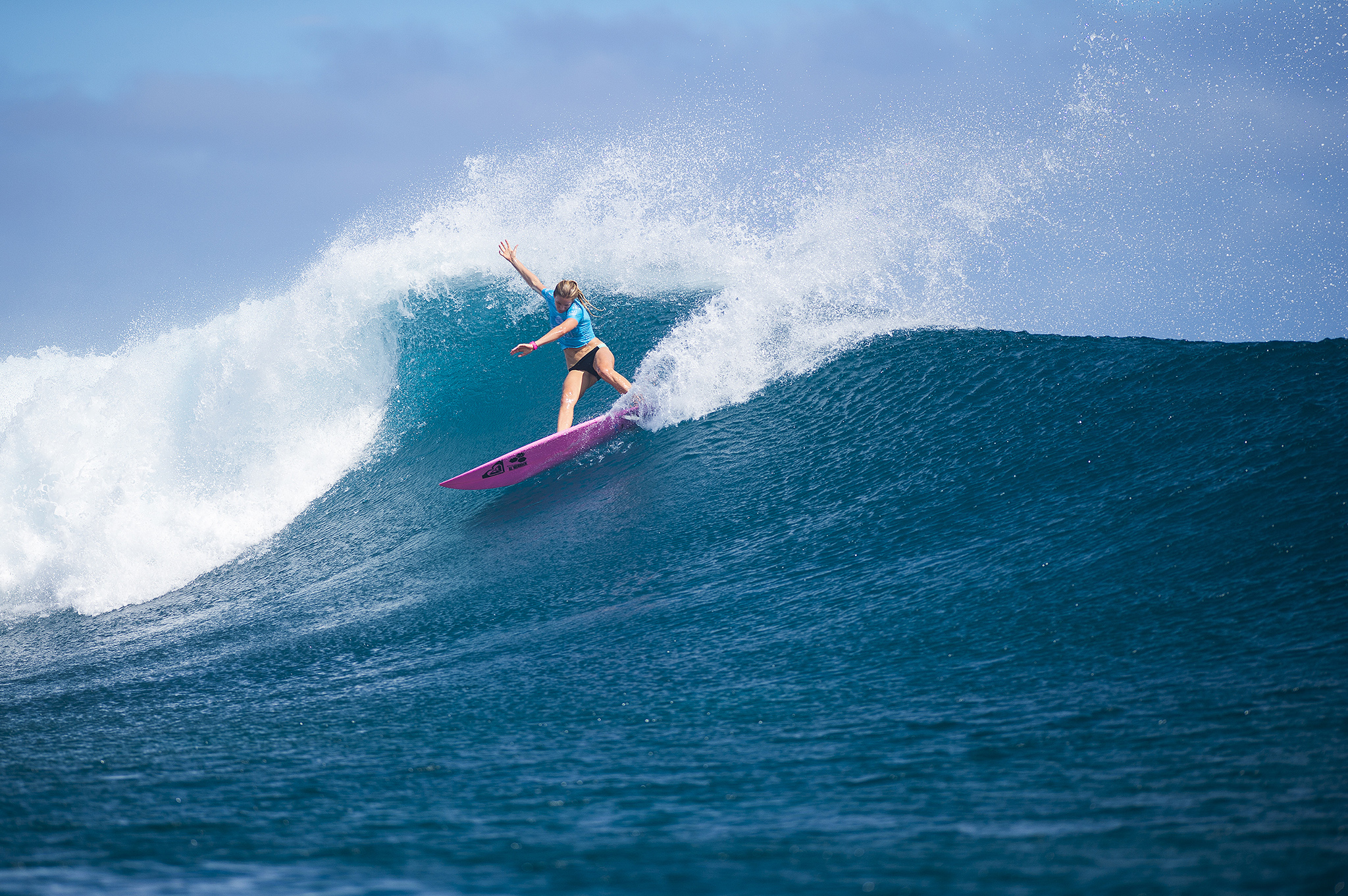 Bianca Buitendag of Victoria Bay, South Africa (pictured) posting one of the highest wave scores of the day, a near perfect 9.43 (out of ten) winning her Round 1 heat at the Womens Fiji Pro in Fiji on Monday June 1, 2015.
