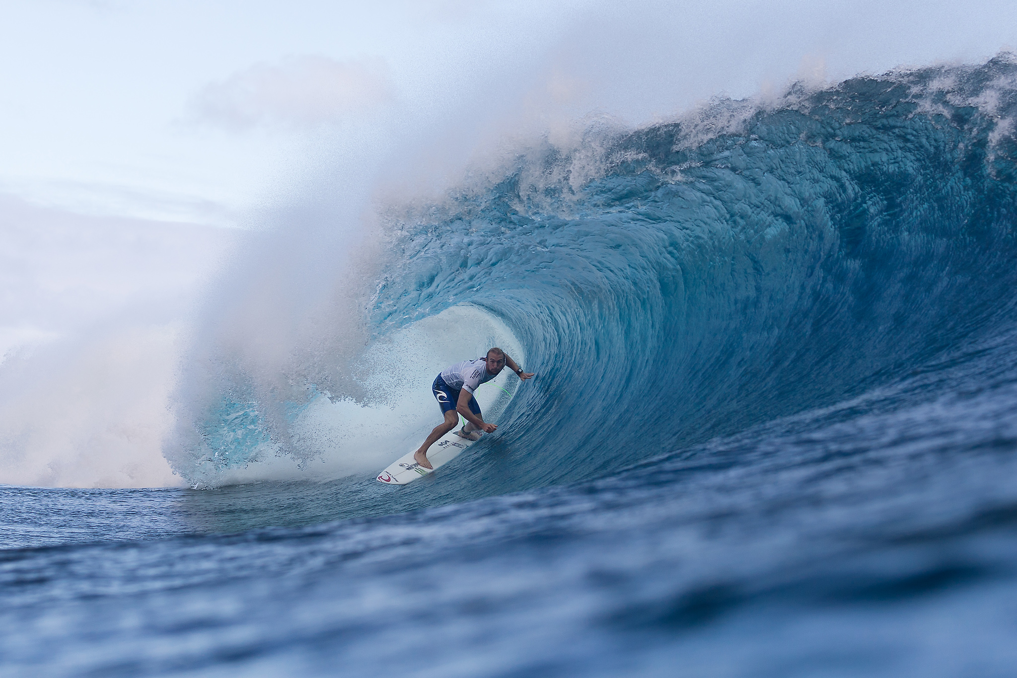 Owen Wright of Culburra Beach, New South Wales, Australia (pictured) winning in Round 4 of the Billabong Pro Tahiti with a heat total of 14.84 points (out of a possible 20.00) to advance in to the Quarter Finals at Teahupoo, Tahiti on 24 August 2015. IMAGE CREDIT: © WSL / Cestari PHOTOGRAPHER: Kelly Cestari SOCIAL MEDIA TAG: @wsl @KC80