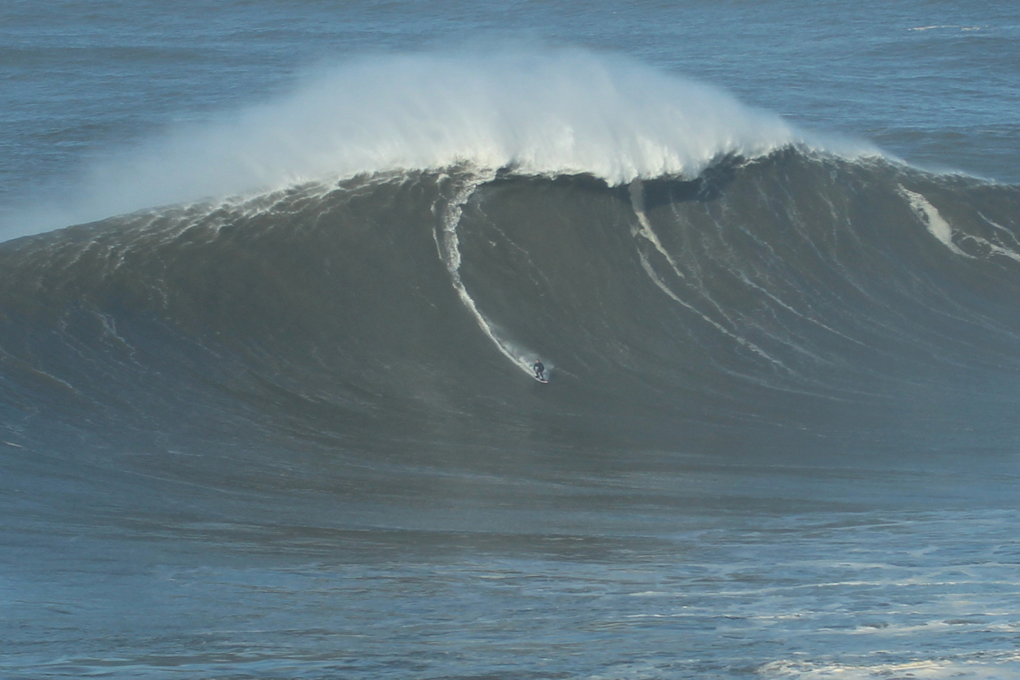 Mick Corbett at Nazare, Portugal on February 19, 2016 (A). Photo by Andre Bernardo. A TAG Heuer XXL Biggest Wave entry.