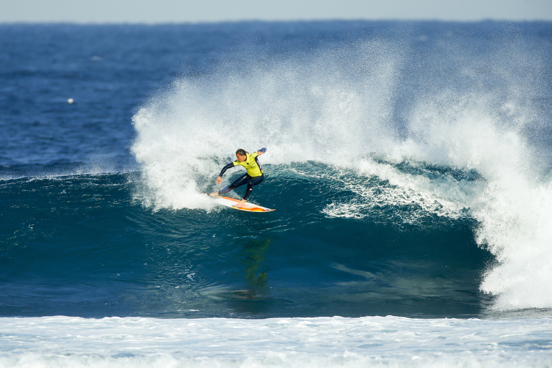 Courtney Conlogue of the USA (pictured) winning her Round 1 heat at the Drug Aware Margaret River Pro in Western Australia on Friday April 8, 2016. PHOTO: © WSL/ Sloane SOCIAL MEDIA TAG: @wsl @edsloanephoto This image is the copyright of  the World Surf League and is provided royalty free for editorial use only, in all media now known or hereafter created. No commercial rights granted. Sale or license of the images is prohibited. This image is a factually accurate rendering of what it depicts and has not been modified or augmented except for standard cropping and toning. ALL RIGHTS RESERVED.