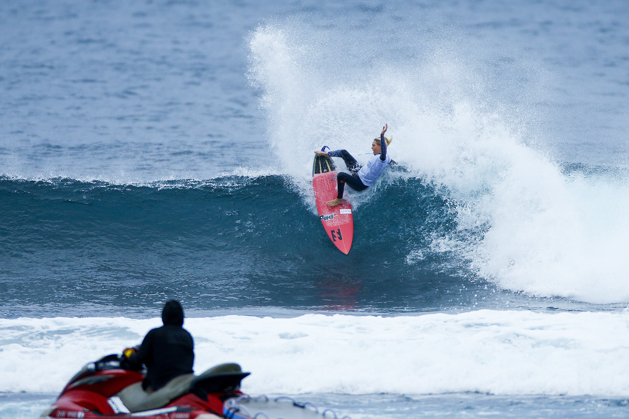 Laura Enever of Australia (pictured) advancing into the Quarterfinals at the Drug Aware Margaret River Pro after her round four heat win on Monday April 11, 2016. PHOTO: © WSL/ Sloance SOCIAL: @edsloanephoto @wsl This image is the copyright of the World Surf League and is provided royalty free for editorial use only, in all media now known or hereafter created. No commercial rights granted. Sale or license of the images is prohibited. This image is a factually accurate rendering of what it depicts and has not been modified or augmented except for standard cropping and toning. ALL RIGHTS RESERVED.