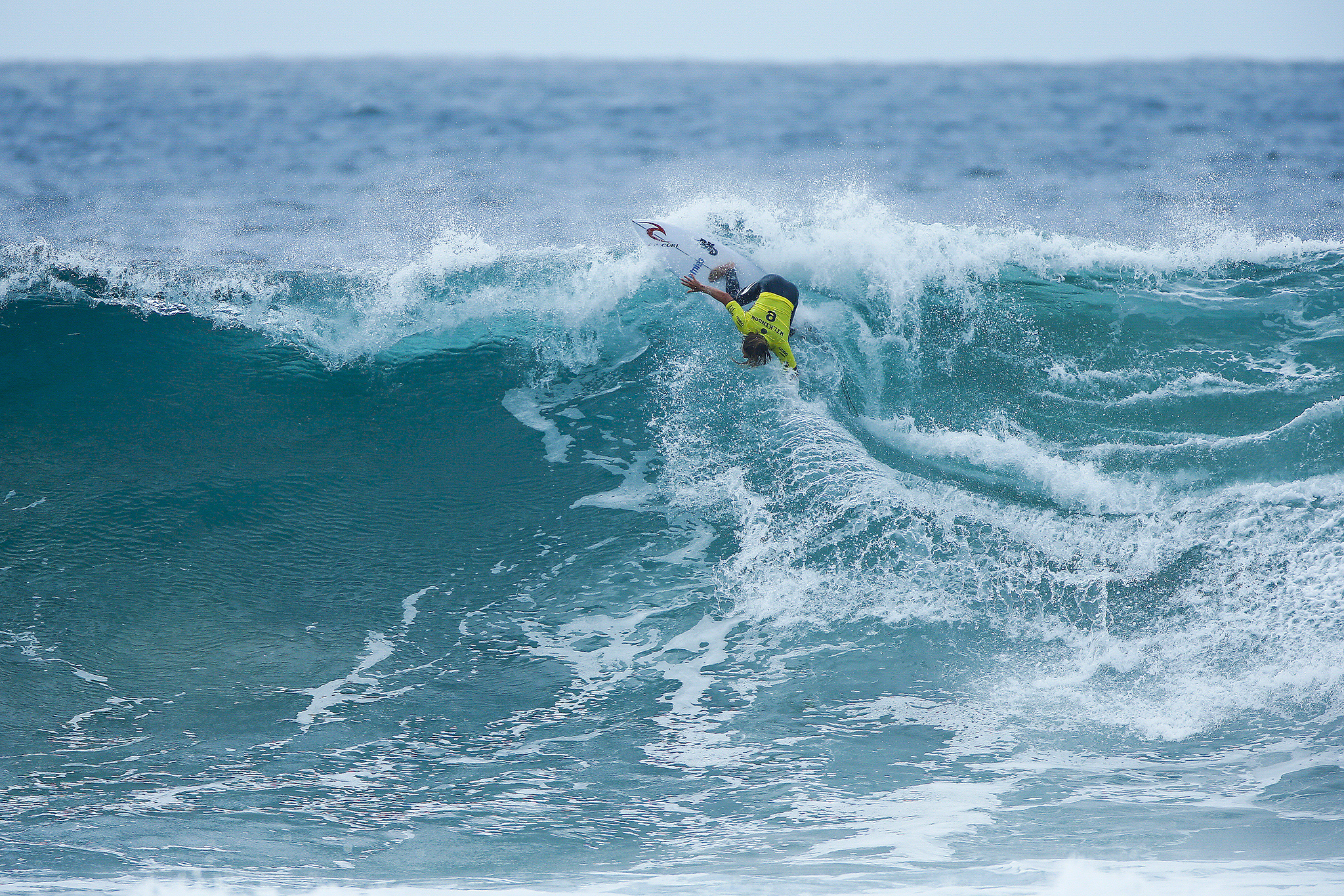 Matt Wilkinson of Australia (pictured) securing a last minute victory during the Quarterfinals of the Rip Curl Pro Bells Beach on Sunday April 3, 2016. PHOTO: © WSL / Sloane This image is the copyright of the World Surf League and is provided royalty free for editorial use only, in all media now known or hereafter created. No commercial rights granted. Sale or license of the images is prohibited. This image is a factually accurate rendering of what it depicts and has not been modified or augmented except for standard cropping and toning. ALL RIGHTS RESERVED.