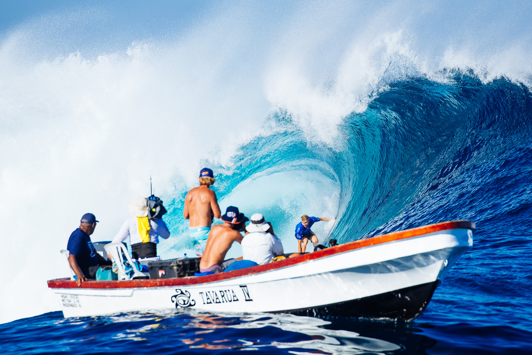 Adrian Buchan of Australia (pictured) riding a wave infront of the photographer's boat during the Quarterfinals of the Fiji Pro at Cloudbreak on Friday June 17, 2016. PHOTO: WSL/ Sloane SOCIAL: @edsloanephoto @wsl This image is the copyright of  the World Surf League and is provided royalty free for editorial use only, in all media now known or hereafter created. No commercial rights granted. Sale or license of the images is prohibited. This image is a factually accurate rendering of what it depicts and has not been modified or augmented except for standard cropping and toning. ALL RIGHTS RESERVED.