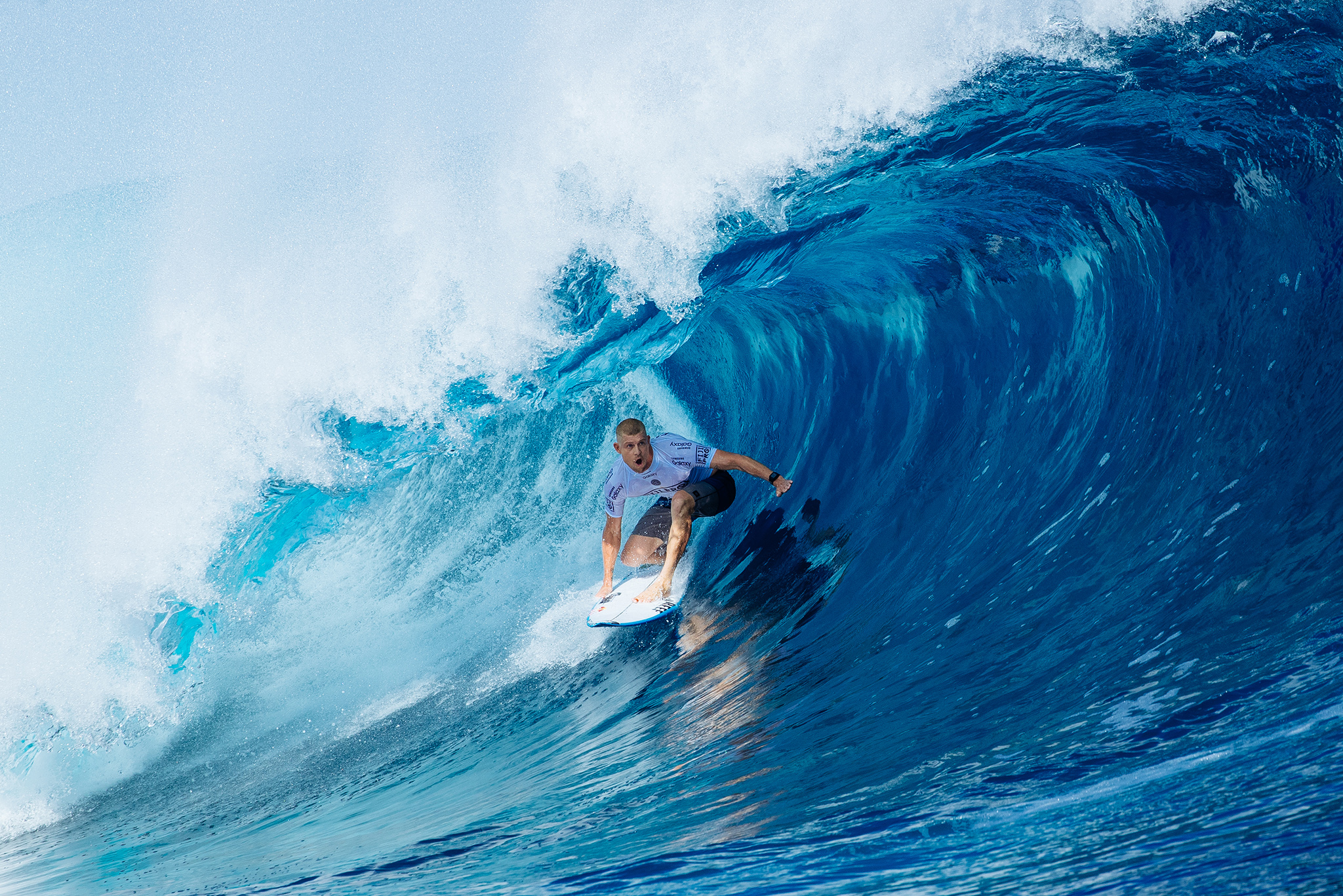 Mick Fanning of Australia (pictured) winning his Round Four heat with a Perfect 10-point ride at the Fiji Pro at Cloudbreak on Thursday June 16, 2016. PHOTO: © WSL/ Cestari SOCIAL: @Cestari This image is the copyright of the World Surf League and is provided royalty free for editorial use only, in aall media now known or hereafter created. No commercial rights granted. Sale or license of the images is prohibited. This image is a factually accurate rendering of what it depicts and has not been modified or augmented except for standard cropping and toning. ALL RIGHTS RESERVED.