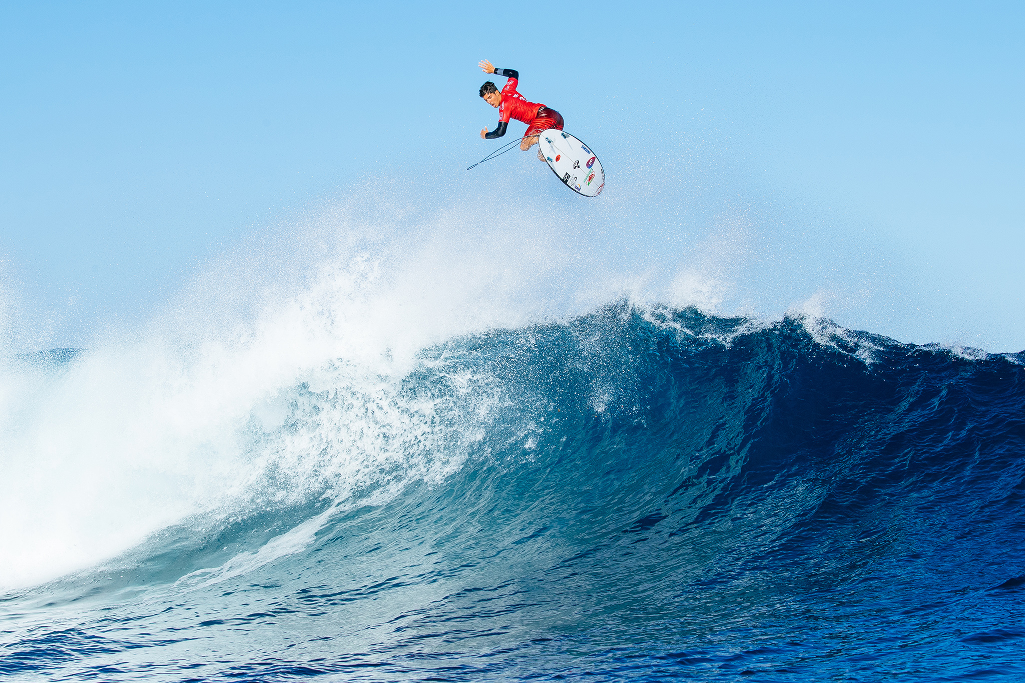 Gabriel Medina of BRasil (pictured) winning his in Round Three of the Fiji Pro at Cloudbreak, Tavarua on Wednesday June 15, 2016. PHOTO: © WSL/ Sloane SOCIAL: @edsloanephoto @wsl This image is the copyright of the World Surf League and is provided royalty free for editorial use only, in all media now known or hereafter created. No commercial rights granted. Sale or license of the images is prohibited. This image is a factually accurate rendering of what it depicts and has not been modified or augmented except for standard cropping and toning. ALL RIGHTS RESERVED.