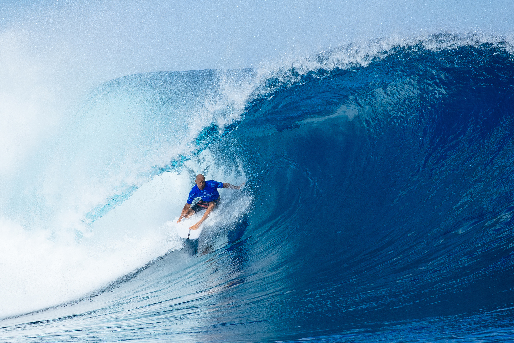 Kelly Slater of the USA (pictured) winning his in Round Three of the Fiji Pro at Cloudbreak, Tavarua on Wednesday June 15, 2016. PHOTO: © WSL/ Sloane SOCIAL: @edsloanephoto @wsl This image is the copyright of the World Surf League and is provided royalty free for editorial use only, in all media now known or hereafter created. No commercial rights granted. Sale or license of the images is prohibited. This image is a factually accurate rendering of what it depicts and has not been modified or augmented except for standard cropping and toning. ALL RIGHTS RESERVED.