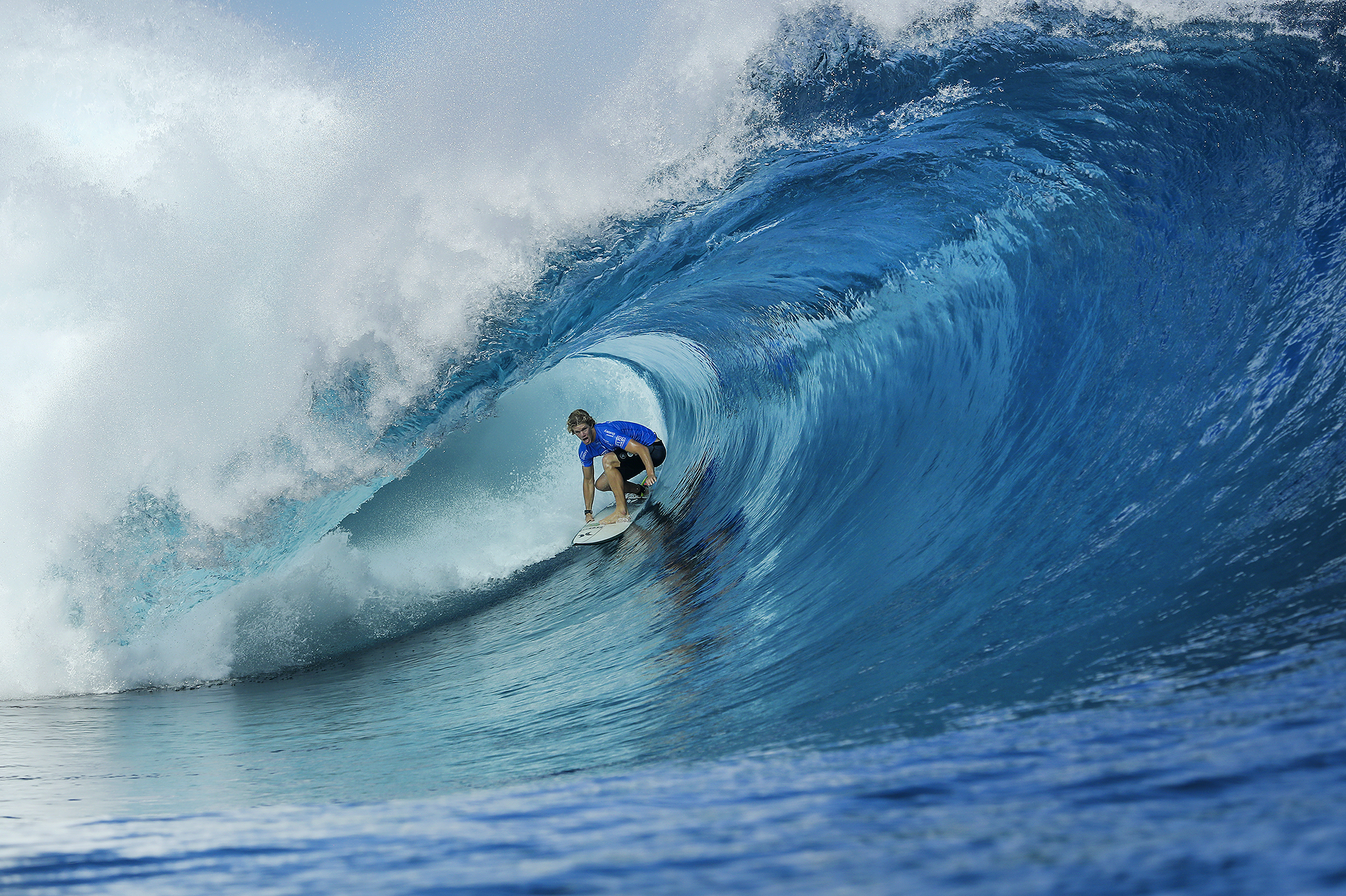 John John Florence of Hawaii (pictured) eliminated during the quarterfinals  at the Fiji Pro at Cloudbreak on Thursday June 16, 2016. PHOTO: © WSL/ Sloane SOCIAL: @edsloanephoto This image is the copyright of  the World Surf League and is provided royalty free for editorial use only, in aall media now known or hereafter created. No commercial rights granted. Sale or license of the images is prohibited. This image is a factually accurate rendering of what it depicts and has not been modified or augmented except for standard cropping and toning. ALL RIGHTS RESERVED.