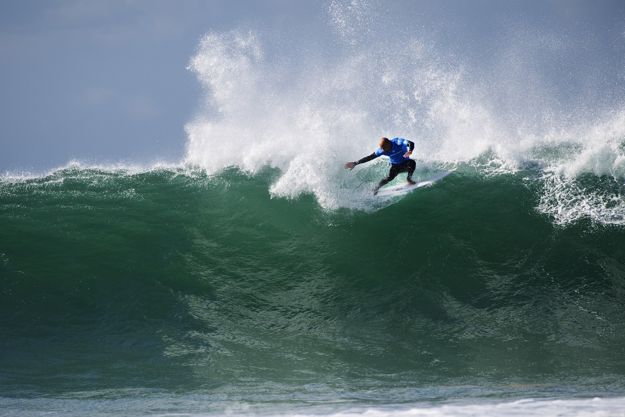 Kelly Slater of the USA (pictured) winning his round one heat at the JBay Open in South Africa on Wednesday July 6, 2016. PHOTO: © WSL/ Kirstin SOCIAL:@wsl @kirstinscholtz This image is provided by the Association of Surfing Professionals LLC ("World Surf League") royalty-free for editorial use only. No commercial rights are granted to the Images in any way. The Images are provided on an "as is" basis and no warranty is provided for use of a particular purpose. Rights to individuals within the Images are not provided. The copyright is owned by World Surf League. Sale or license of the Images is prohibited. ALL RIGHTS RESERVED.