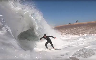Mason Ho surfing The Wedge.
