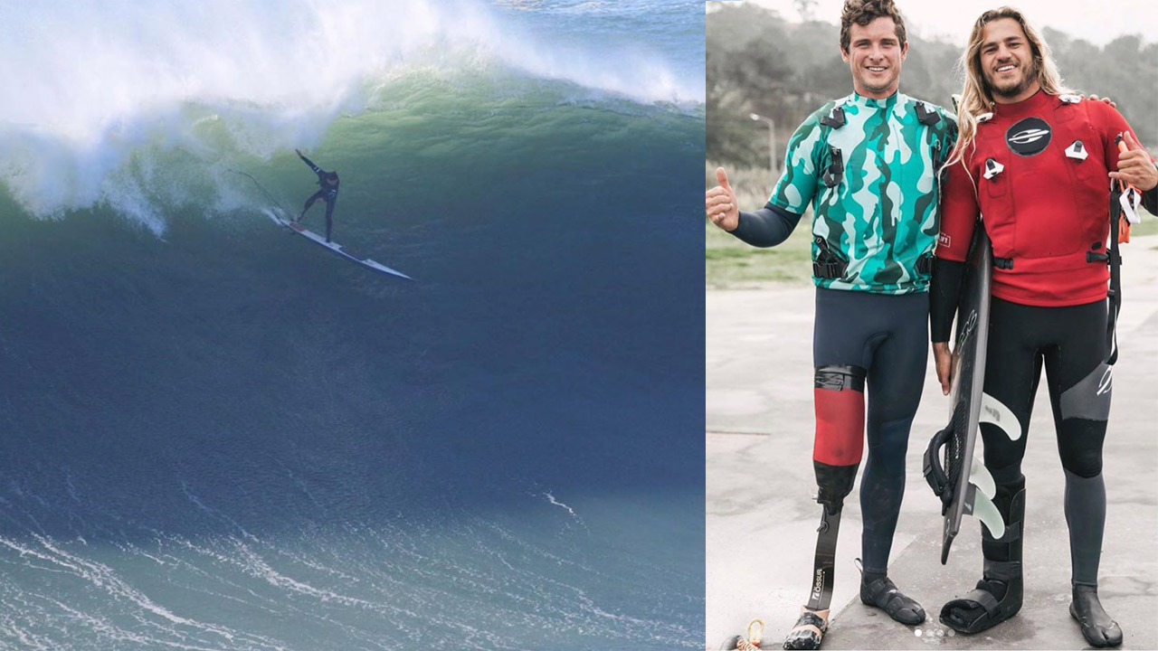 Amputee Surfer Ollie Dousset Takes On Nazaré With One Leg!
