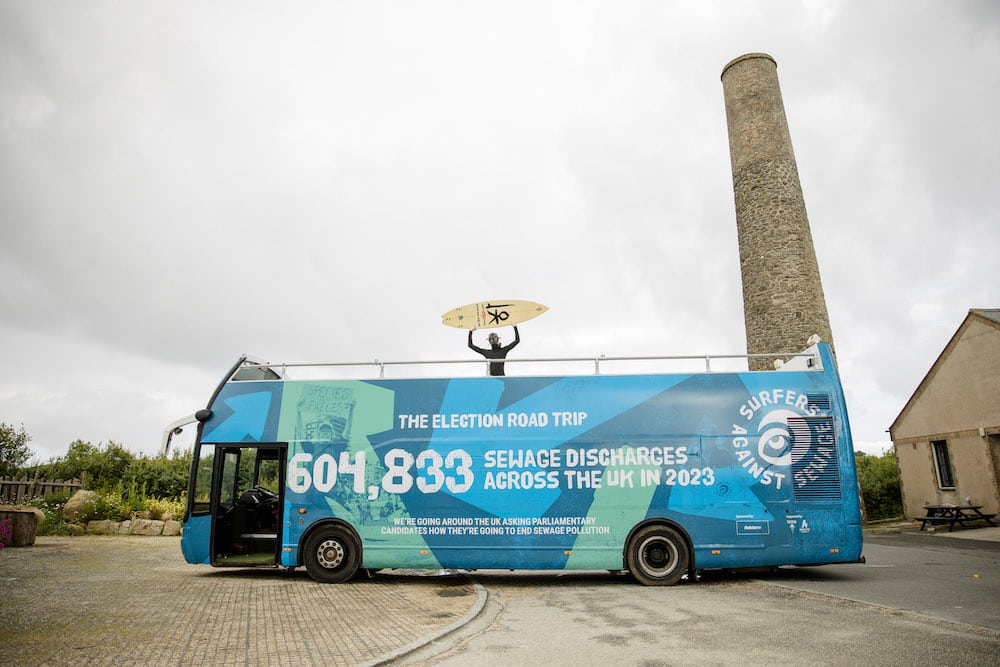 Surfers Against Sewage’s UK tour puts sewage pollution at the heart of election debate