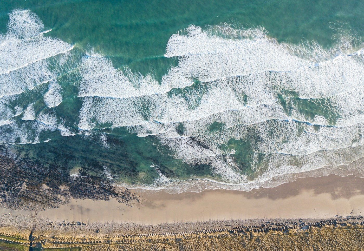 A drone footage of waves in Scotland