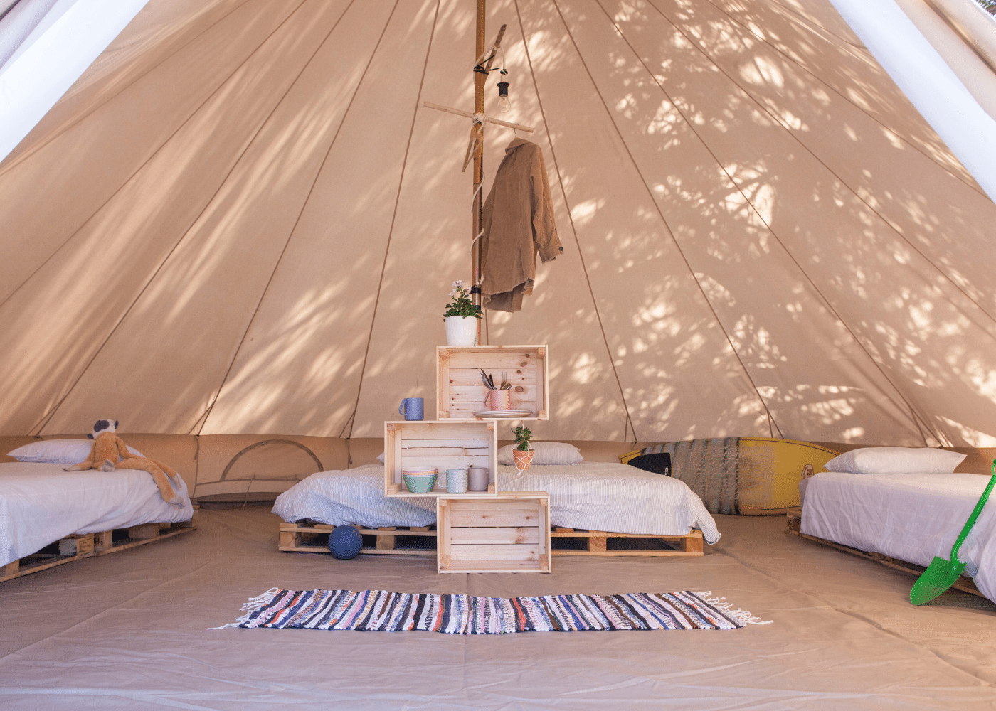 The glamping set up at I Surf Portugal