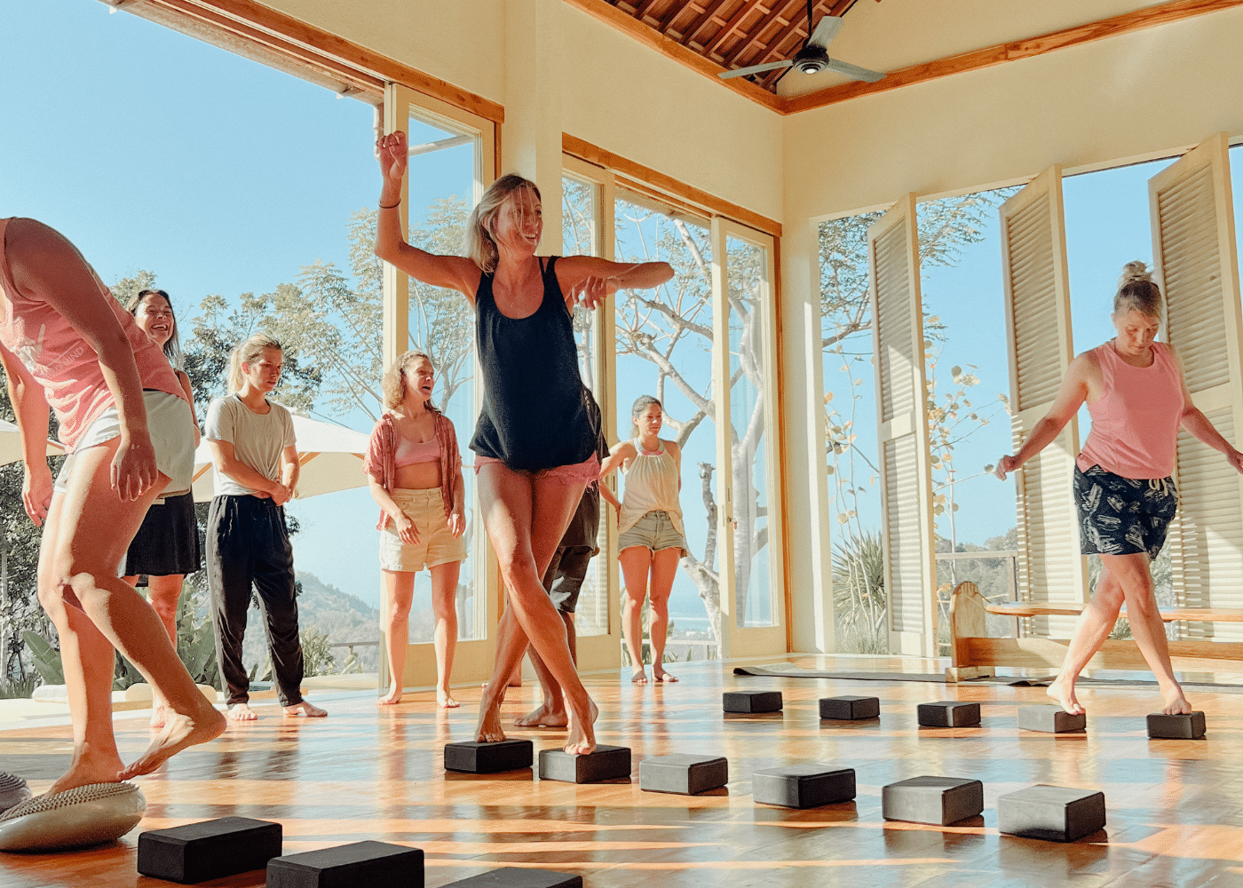 Learning to cross-step at Xanadu Surf & Yoga
