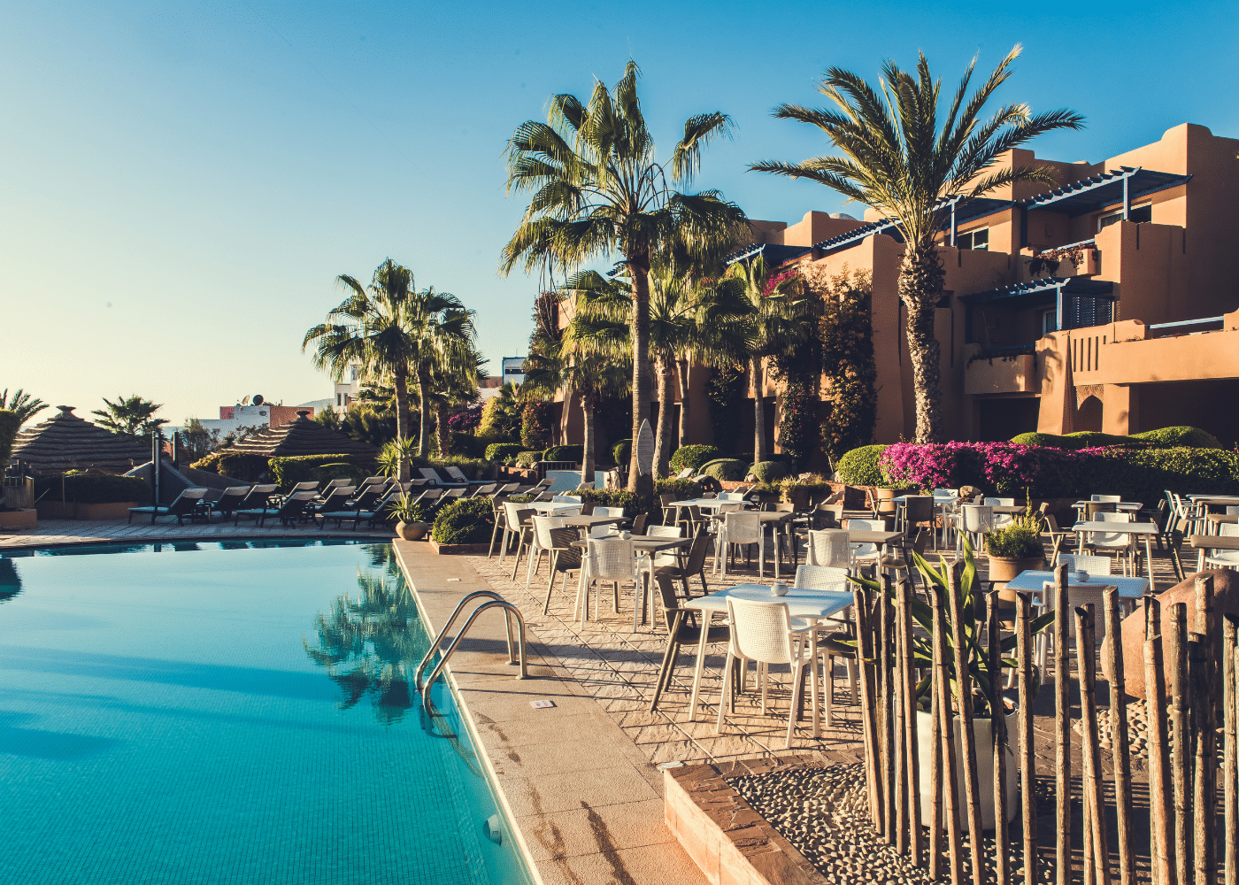 The pool area at Paradis Plage
