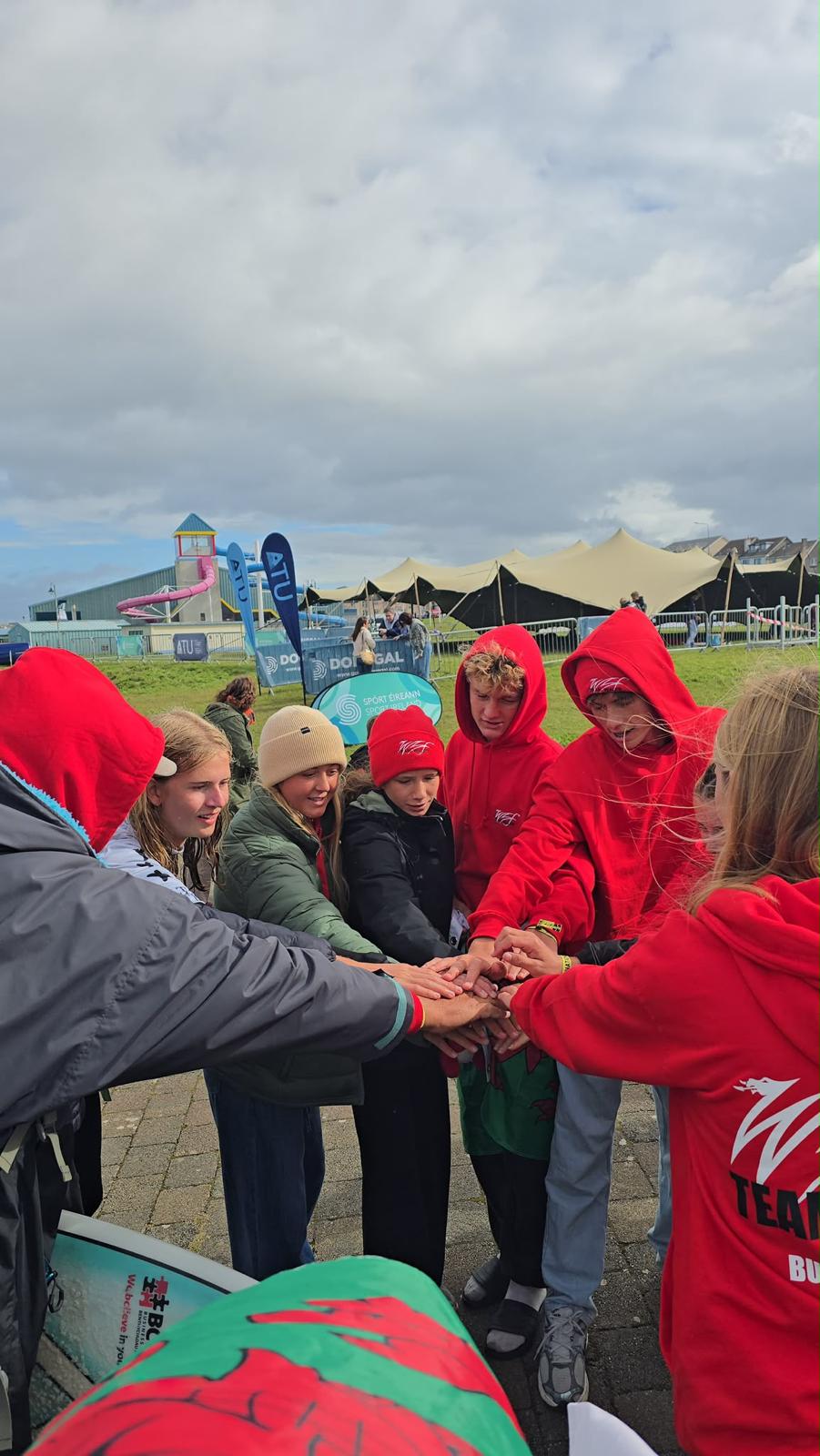 Welsh team members together at EuroSurf Junior 2026 in Bundoran